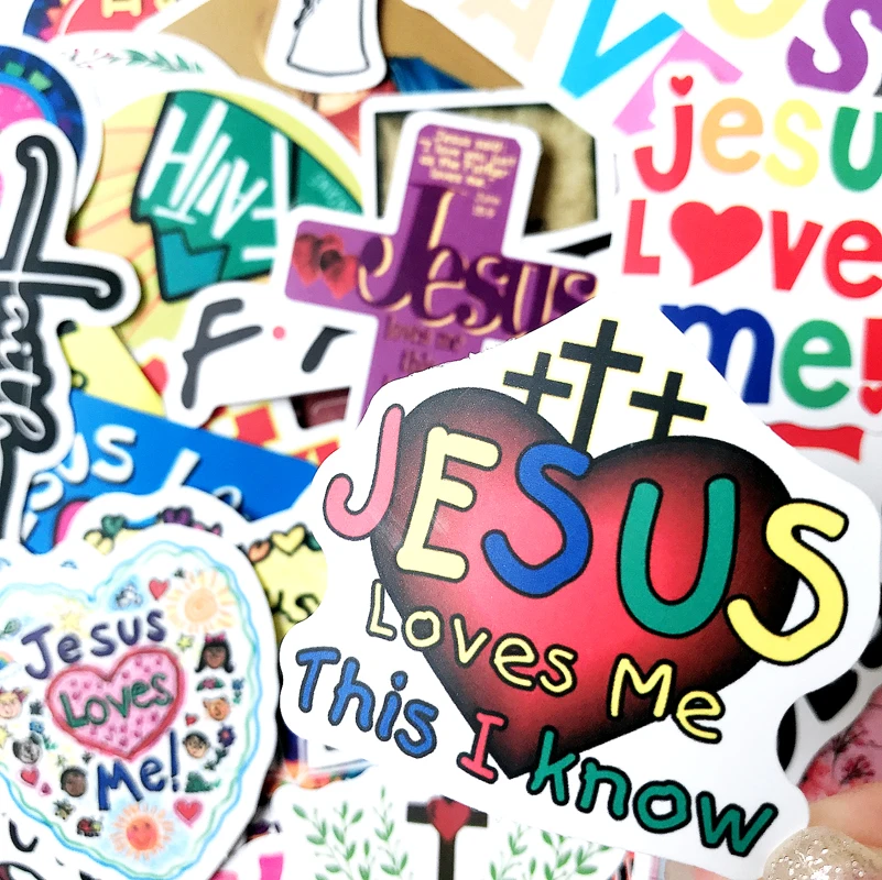 

50Pcs/Set Jesus Christianity Faith Sticker Bible Prayer Believer Waterproof Stationery PVC Stickers For Gifts