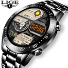 Смарт-часы LIGE мужские со стальным браслетом, пульсометром и тонометром