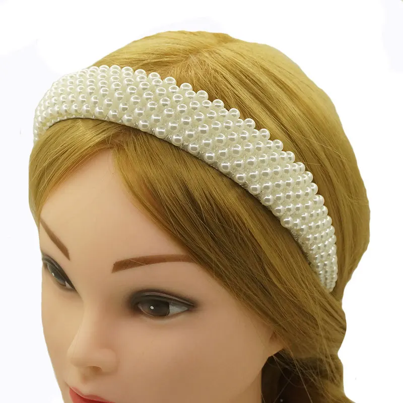 Ободок для волос Женский элегантный обруч с крупными искусственными жемчужинами