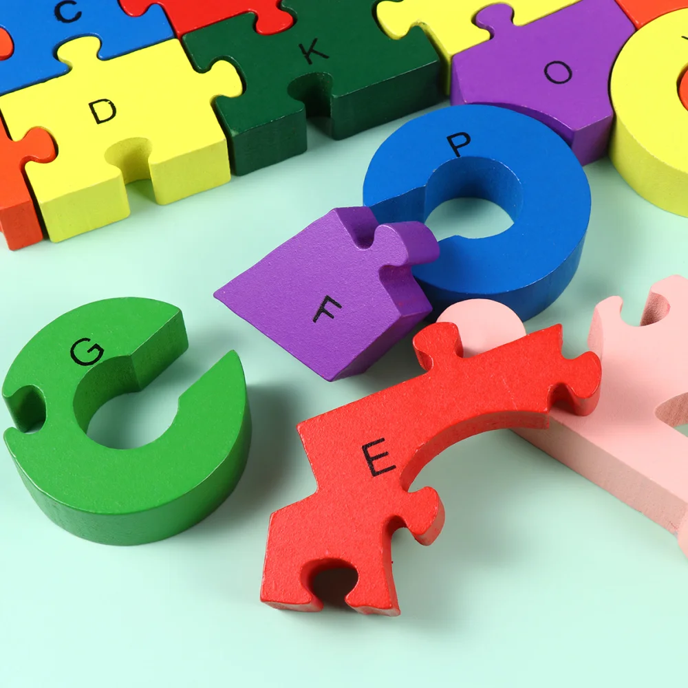 

1PC Funny 26 Alphabet Puzzle Cartoon Enlightenment Jigsaw Puzzle Creative Wooden Puzzle Block Toys Early Education Puzzle