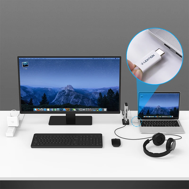 USB-C переносная док-станция с HDMI 1080P VGA Gigabit Ethernet кардридер Aux адаптер USB3.0 доставка
