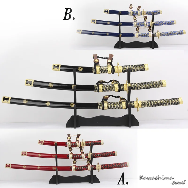 

Suite Products-Home Декоративные мечи 3 шт./компл. металлическое украшение Tokugawa Ieyasu Tachi-черный/синий/красный цвет с подставкой
