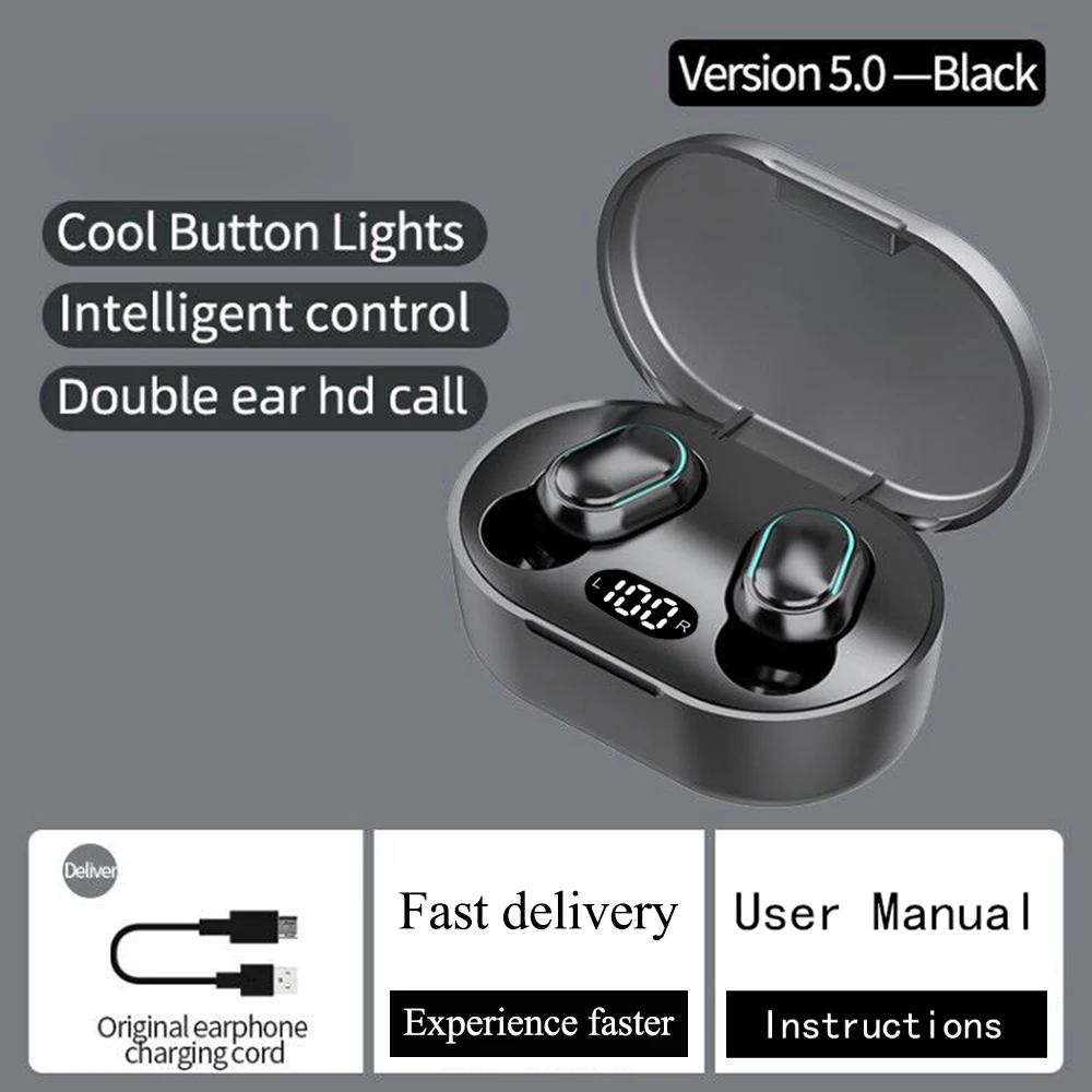 Беспроводные наушники PJD TWS Bluetooth шумоподавляющие со светодиодным дисплеем