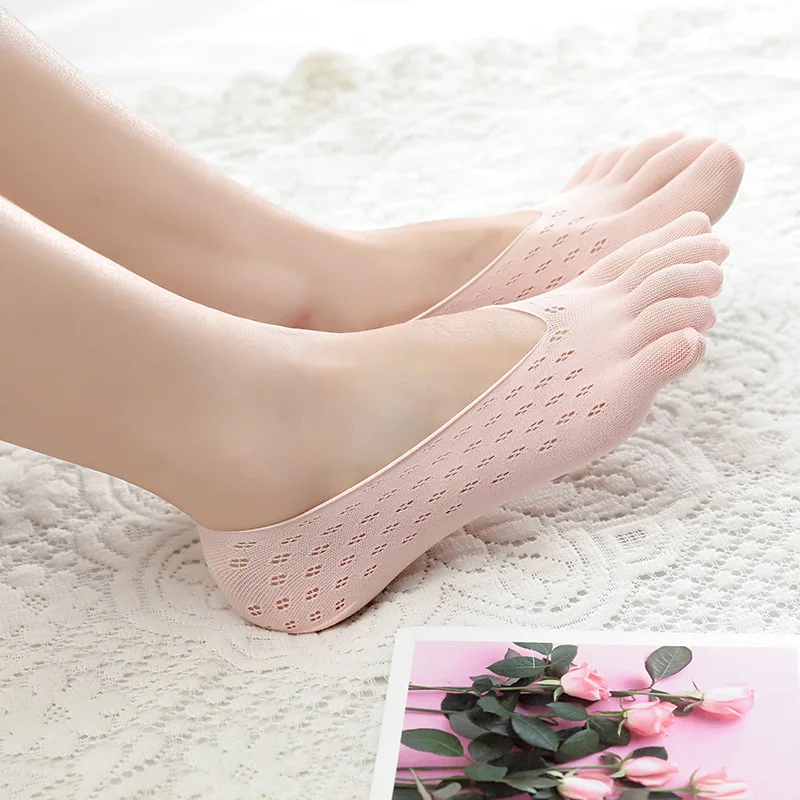 

Women's Five-finger Socks Women Ultrathin Summer Funny Toe Invisible Sokken With Silicone Non-slip Breathable Sock