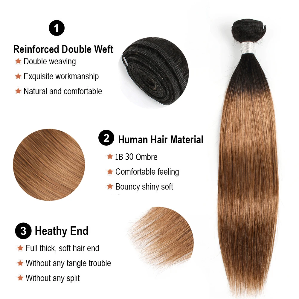 MOGUL волосы T 1B 30 Ombre пряди с застежкой Омбре Auburn коричневые перуанские прямые 3/4