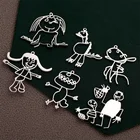 Детское ожерелье с рисунком, детское художественное украшение на заказ, персонализированные брелки с граффити, подвеска для ребенка, подарок для мамы