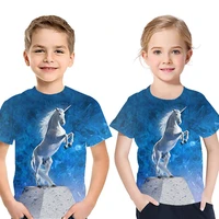 boys and girls summer clothes new animals horse classic 3d printing t shirt hip hop fashion round collar t shirt kids tops