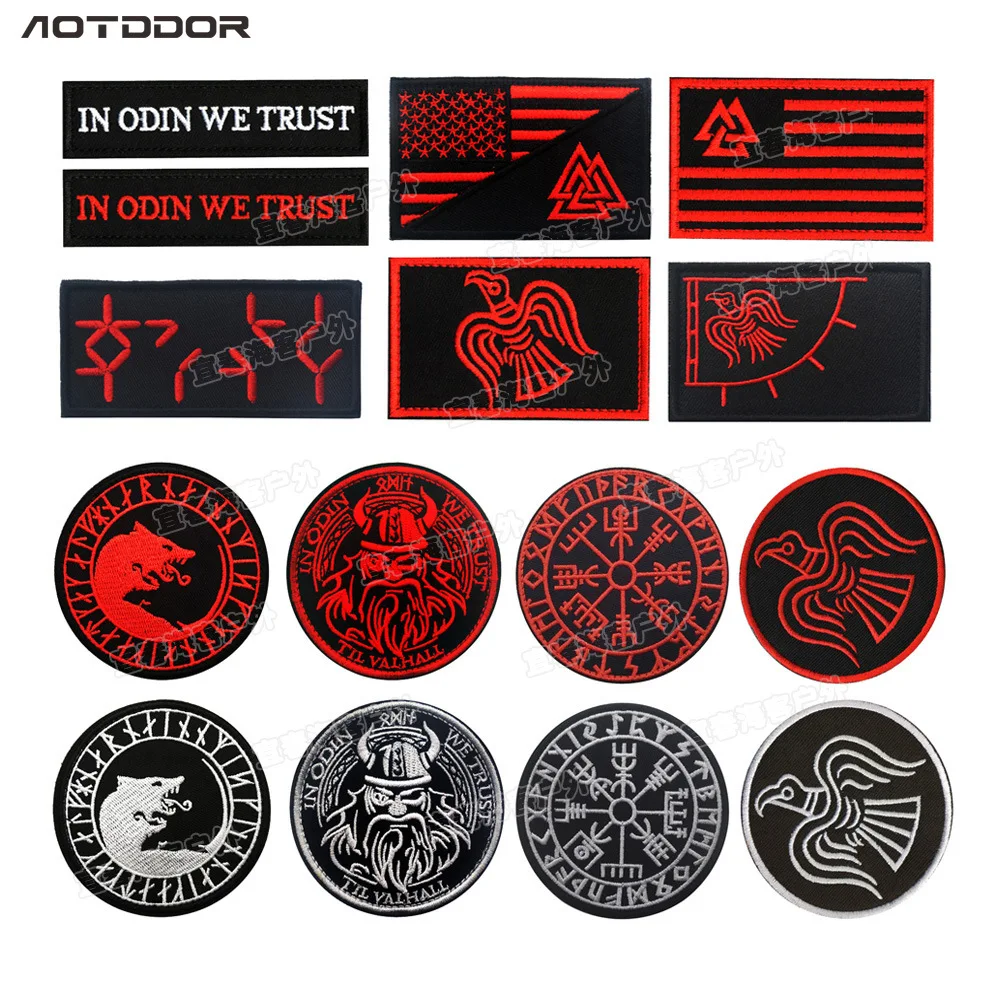 IN GOD WE TRUST Viking вышитые нашивки-аппликация ткань с вышивкой значки-нашивки wolf