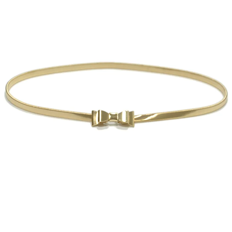 Женский дизайнерский пояс с бантиком металлический застежка спереди эластичный