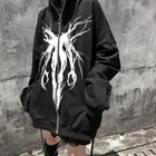 Женская толстовка с капюшоном Rosetic Y2K Darkness, Готическая Повседневная Черная Толстовка на Хеллоуин, толстовки на молнии для пары, осень 2021