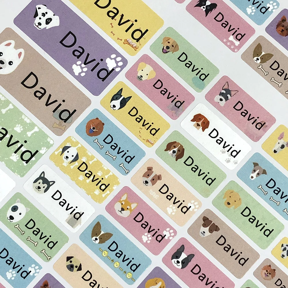 114 шт. милые Мультяшные наклейки с именем собаки индивидуальные бирки