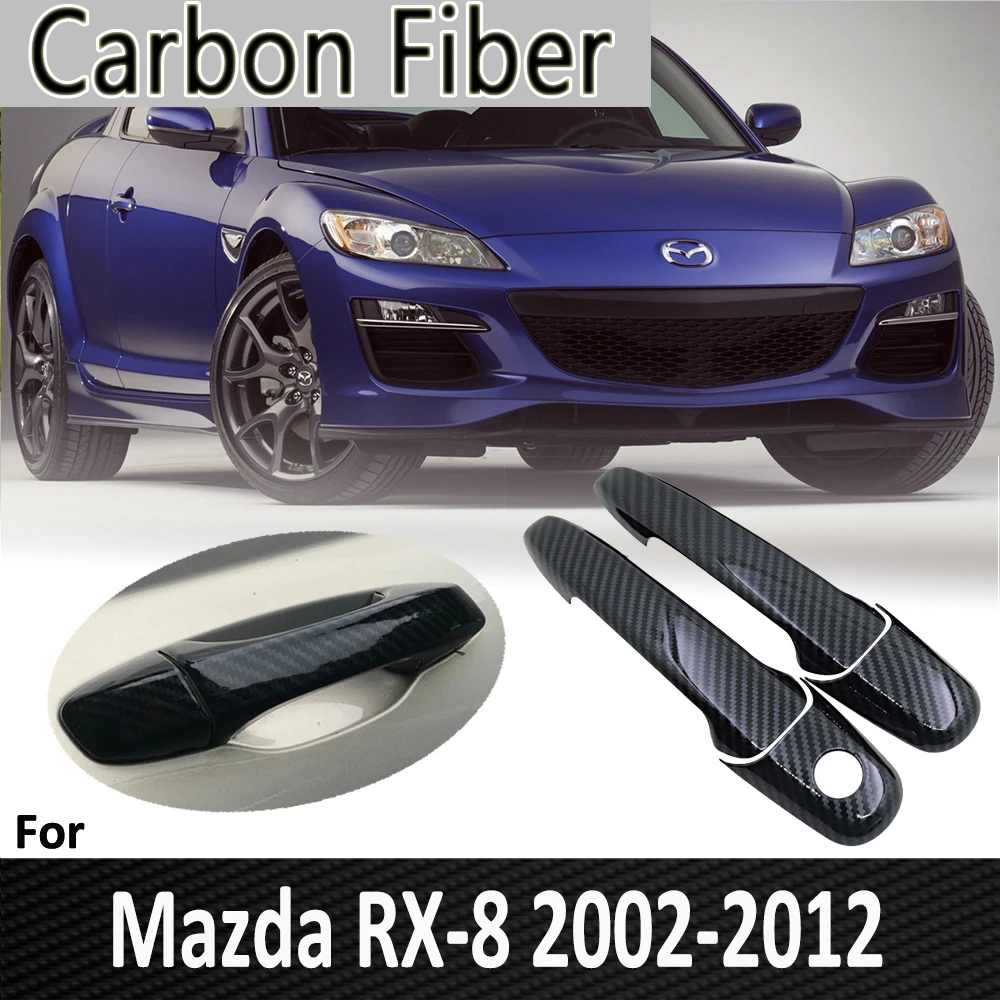 Black Carbon Fiber for Mazda RX-8 RX8 RX 8 2002 2003 2004 2005 2006 2007 2009 2010 2011 2012 Door Handle Cover Car Accessories