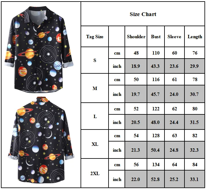 

Men Baggy Shirt Floral Long Sleeve Button Down Loose Collar Casual Shirt Blouse