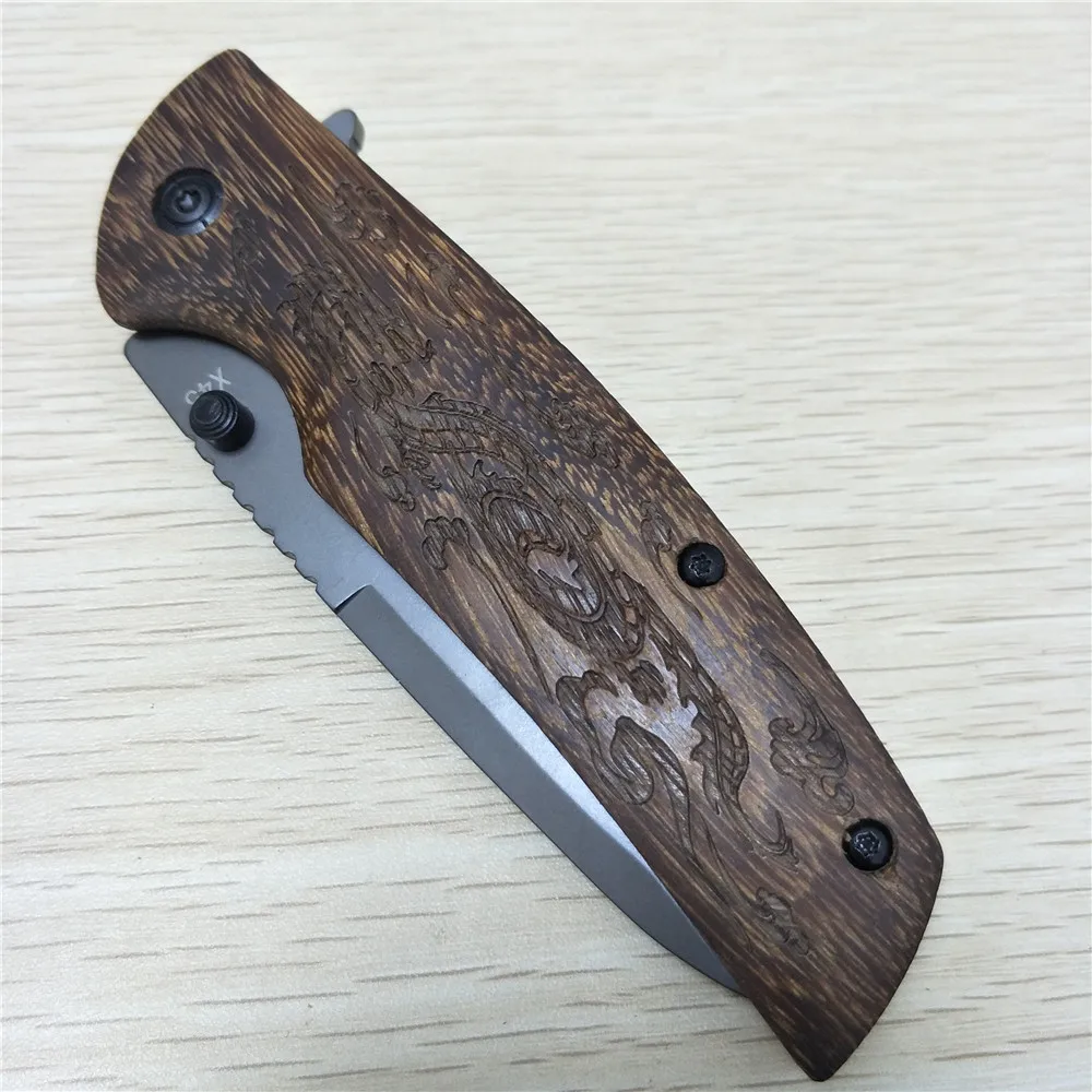 Tactical outdoor hunting camping survival knife ebony handle folding 59HRC high hardness 3CR13MOV blade | Инструменты
