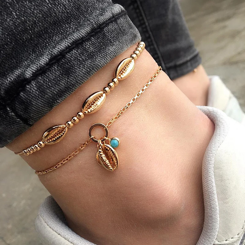 Простые Женские ножные браслеты кулон в виде сердца цепочка с бусинами черная