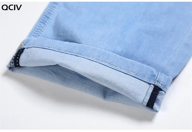 

Summer thin section comfortable stretch cotton men's loose straight jeans new brand light blue Leisure jeans Oversized