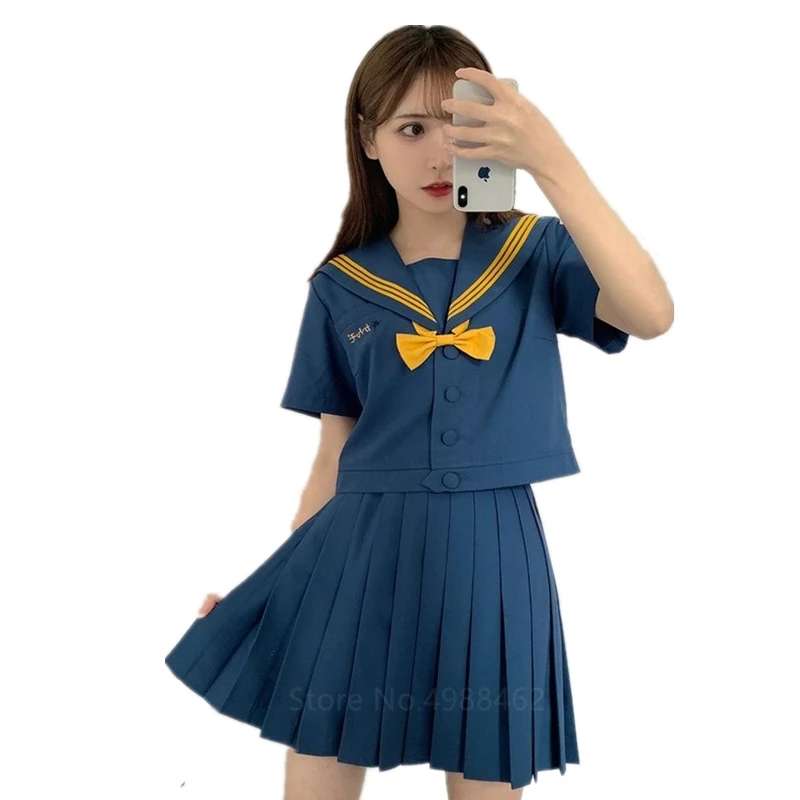 

Japanese School Uniform Sailor Dress Uniform Shirt Skirt Set Anime School Girl Clothes Jk Suit College Soft Sister Pleated Skirt