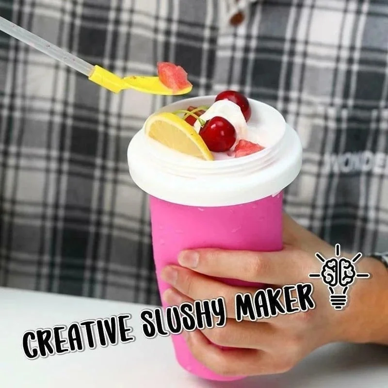 Frozen Magic Cup Slush Ice Bottle Slushy Maker Quick-Frozen Smoothies Homemade Milkshake Cream Blue/red/yellowsqueeze |