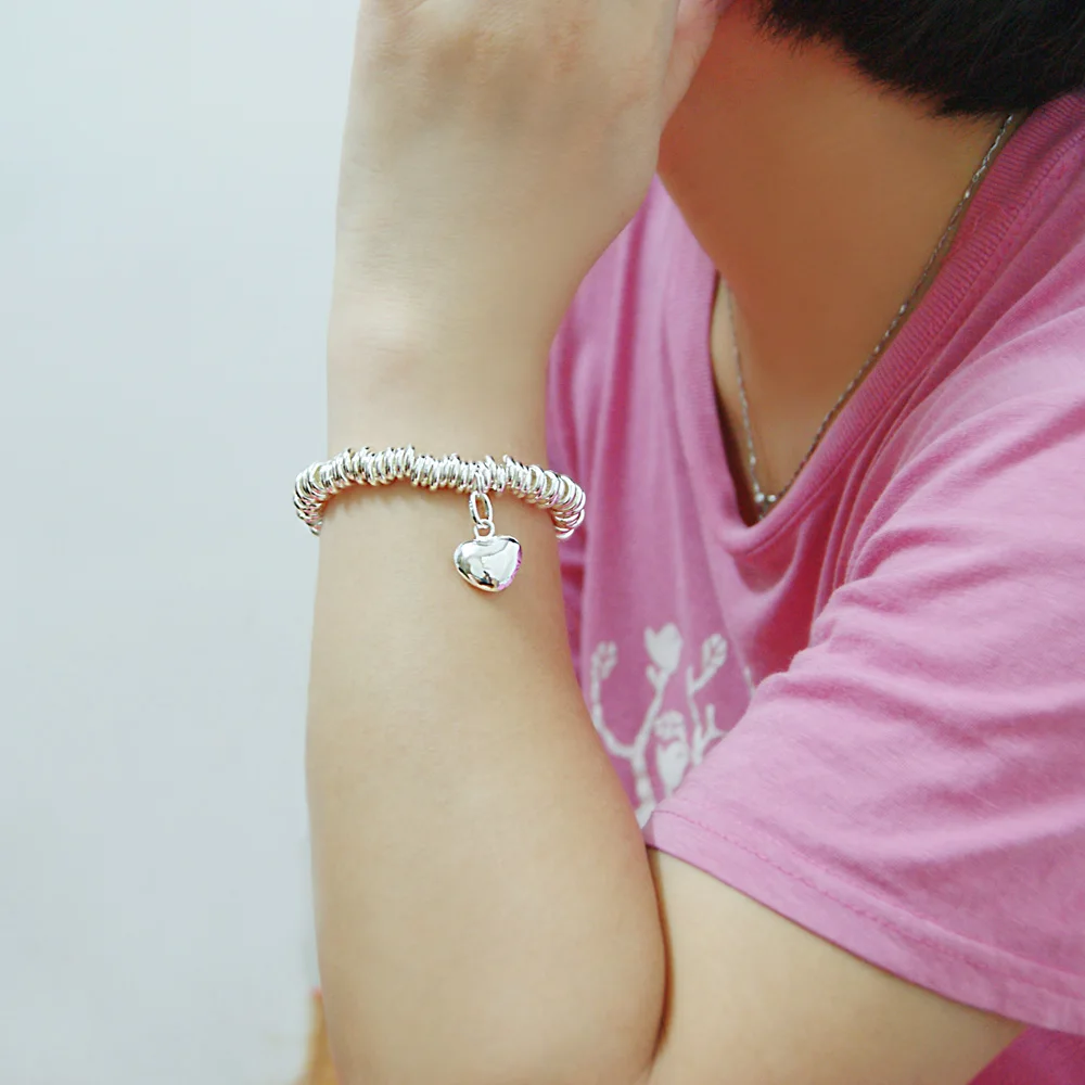 Fashion Elastic Bracelets for Women Boho Jewelry Geometric Solid 925 Sterling Silver Hand Chain Charm Bracelet Accessories | Украшения и