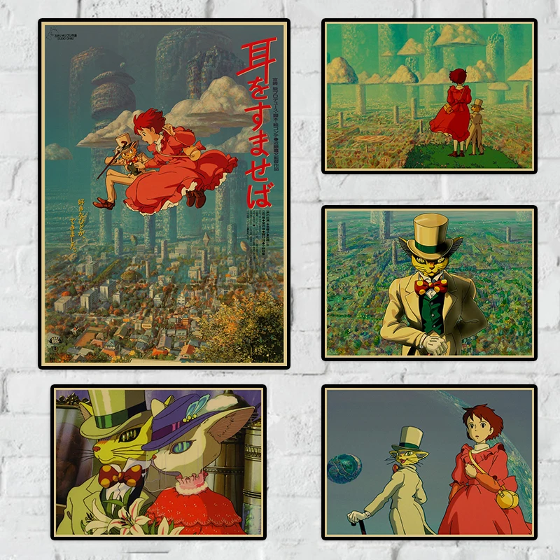 

Классический мультяшный аниме шепот сердца/Mimi Wo Sumaseba крафт-бумага Плакат Бар Кафе домашний Декор наклейки на стену купить 3 получить 4