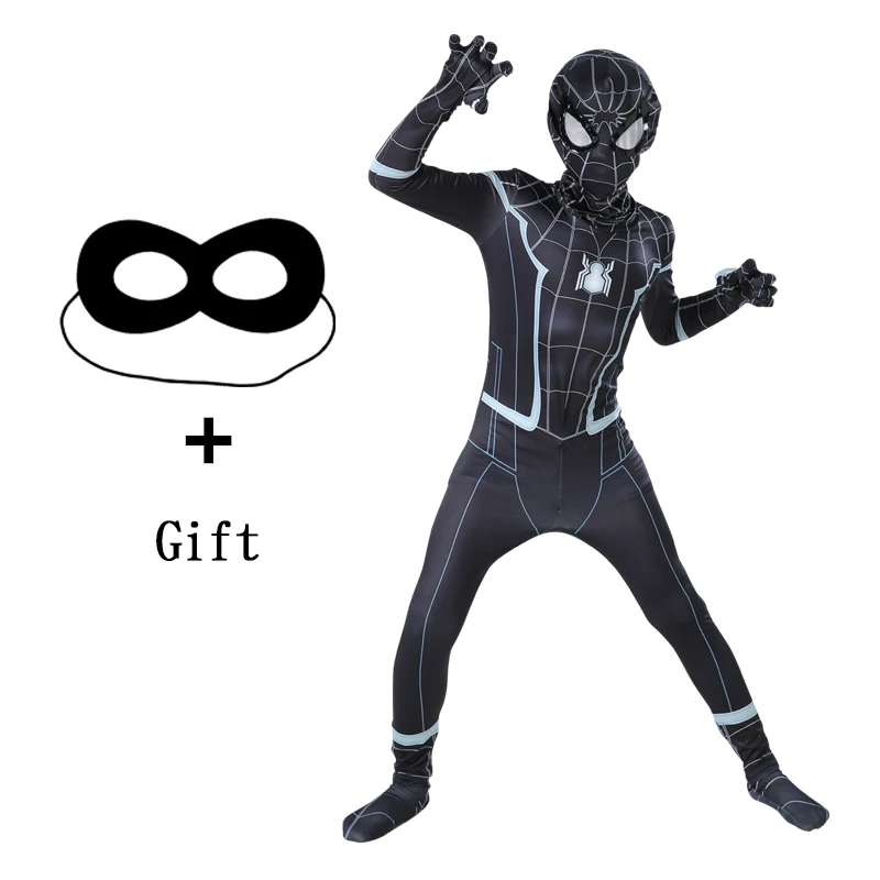 Костюм супермальчика на Хэллоуин для косплея детский паук с маской черный