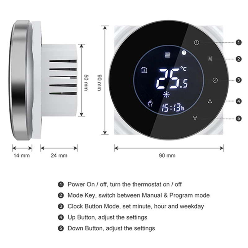 WiFi Thermostat for Electrical/Water/Gas Boiler Weekly Programmable Electronic Digital Thermoregulator Room Heating Alexa | Обустройство