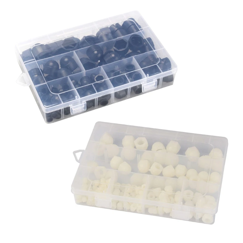

145Pcs M4/M5/M6/M8/M10/M12 Rubber Hex Bolt Rubber Nut Dome Protection Cover QXNA