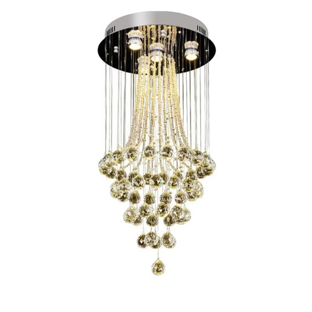 

D40*H80cm Crystal Chandelier Modern Flush Mount Ceiling Light Fixture for Closet Hallway Foyer Entrance, Chrome + Clear Crystal