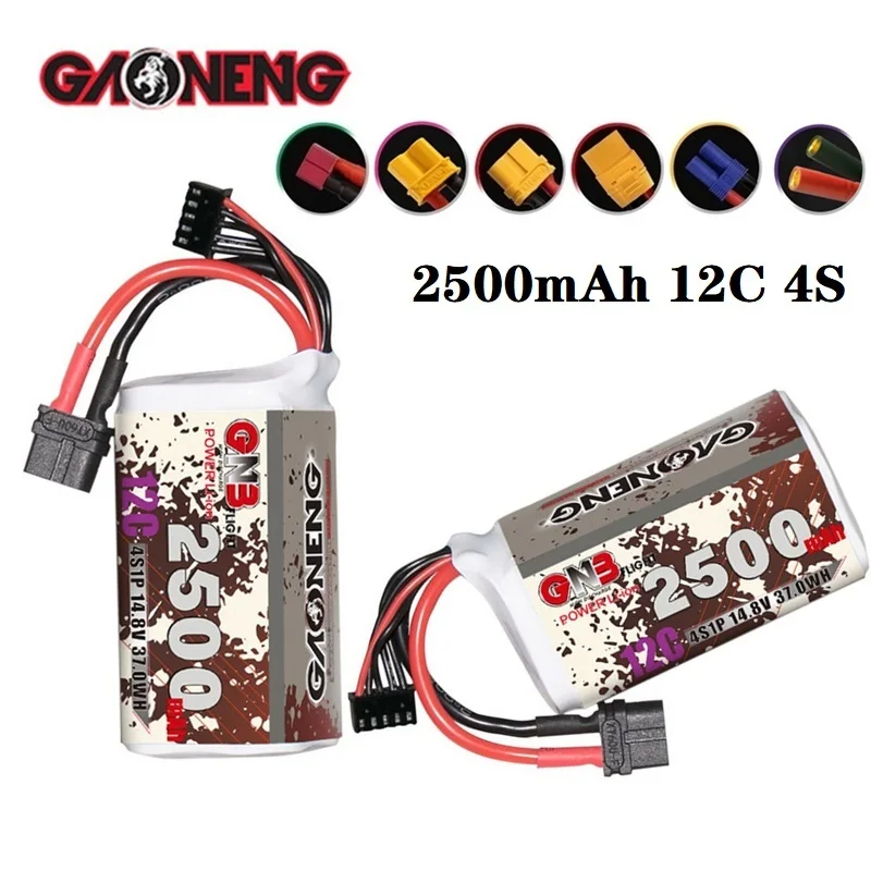 

8PCS/SET GNB 2500mAh 14.8V 4S FPV Lipo Battery 12C/24C With XT60 XT90 T Plug For FPV Drone RC Helicopter Car Boat UAV RC Parts