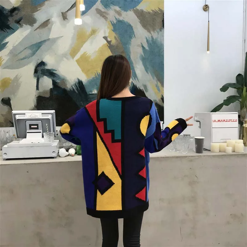 Зимние модные сексуальные женские свитера винтажный Свободный пуловер