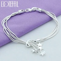 doteffil 925 sterling silver five snake chain starfish bracelet for woman fashion glamour wedding engagement jewelry