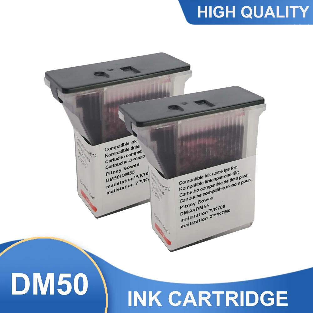 

2PCS Compatible Postage Inkjet Cartridge Pitney Bowes 797, 797-0, 797-Q, 797-M for DM50, DM55, K700, K7M0, Fluorescent Red