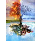Алмазная 5D картина JIEME, четыре сезона, дерево, полная Алмазная вышивка, пейзаж стразы, мозаика, домашний декор, сделай сам, подарок