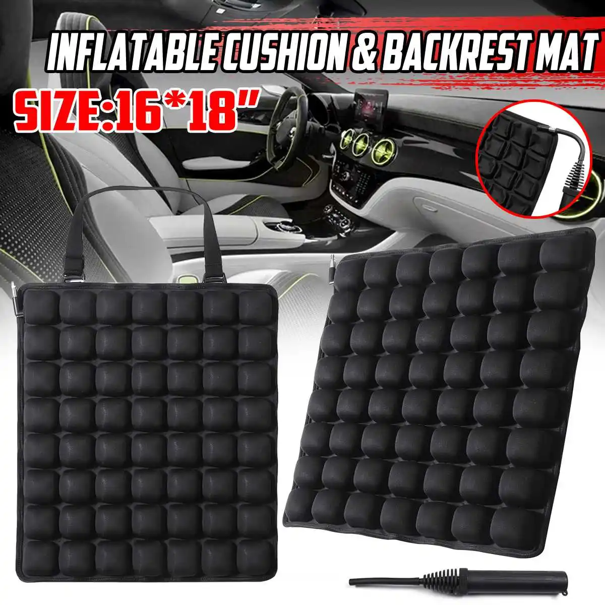 

Air Inflatable Seat Cushion Pad Portable Seat Waist Mat Pressure Relief Chair Cushion for Car Seat Office Wheelchair Travel