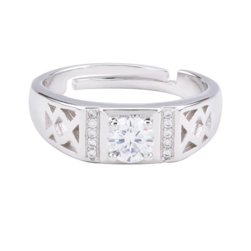 

14k White Gold Diamond Men Ring 45 minutes Luxury hollow AAA Zircon Gemstone Wedding Engagement Ring For Men Fine Jewelry Gifts