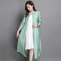 stand collar shawl silk sunscreen clothes womens summer new long style with mulberry silk cardigan coat cape