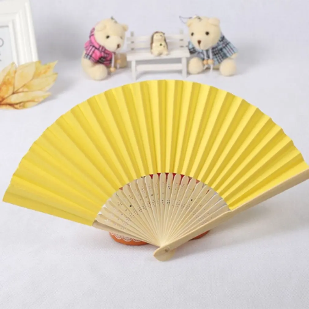 

Portable Size DIY Summer Bamboo Folding Hand Held Fan Chinese Dance Party Pocket Gifts Wedding Solid Color Fan Dropshipping
