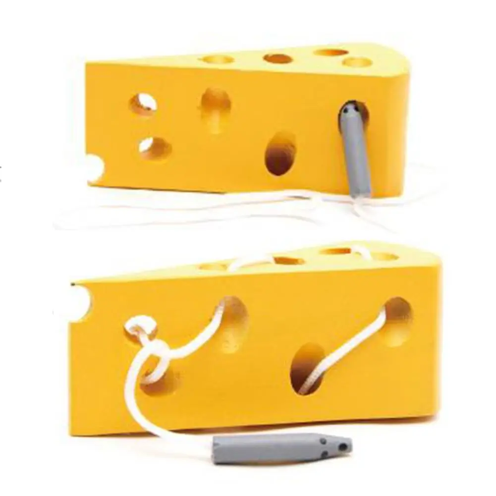 Clearance Early Education Children Series- Lines Game Woodens Lacing Cheese Toys Beneficials Wisdoms Emulate Toys