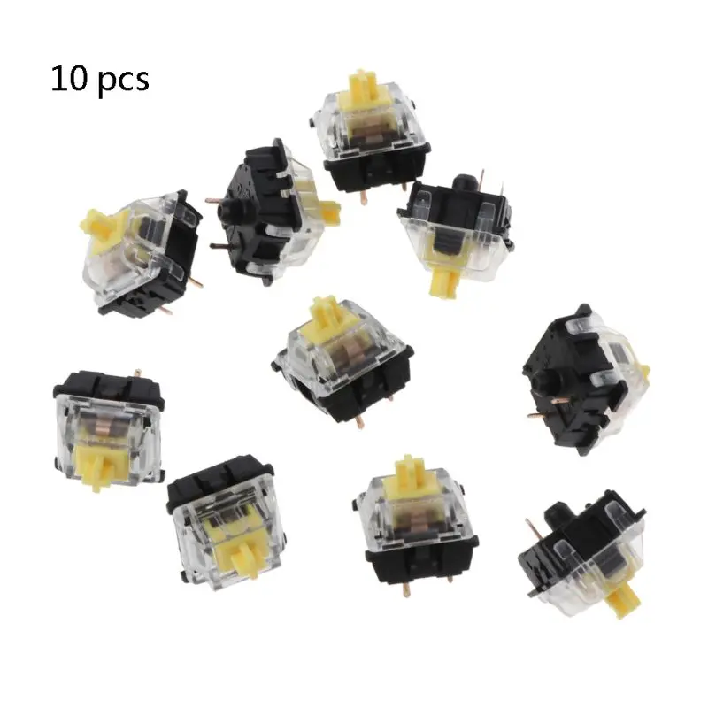 

10Pcs Mechanical Keyboard Gateron MX 3 Pin Yellow Switch Transparent Case