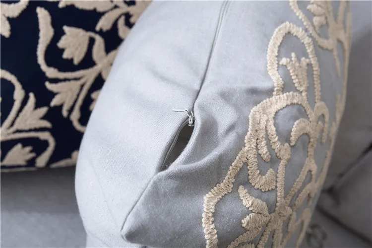Высококачественная наволочка с тонкой вышивкой желтая синяя серая однотонная