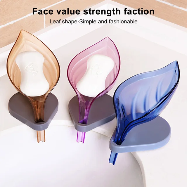 Leaf Shape Soap Box Drain Soap Holder Box Bathroom Shower Soap Holder Dish Storage Plate Tray Bathroom Supplies Bathroom Gadgets