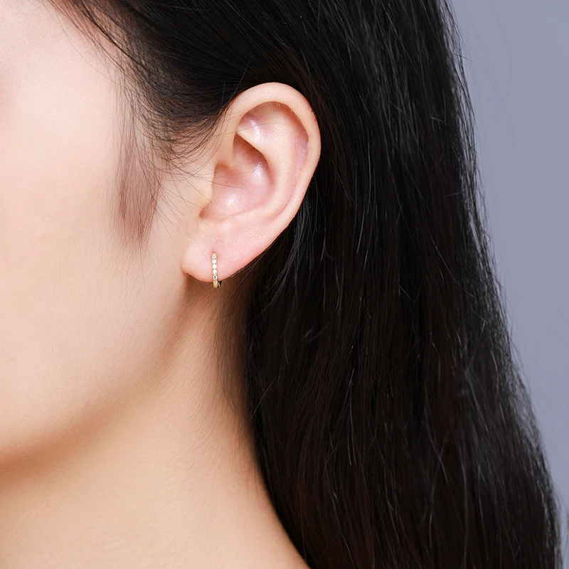 Милые серьги кольца из стерлингового серебра 925 пробы золотистого цвета с