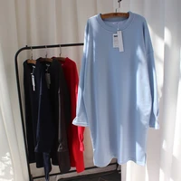 autumnwinter cotton o neck korean long sleeved oversized dress looks slim vestidos de mujer casualdresses for women 2021
