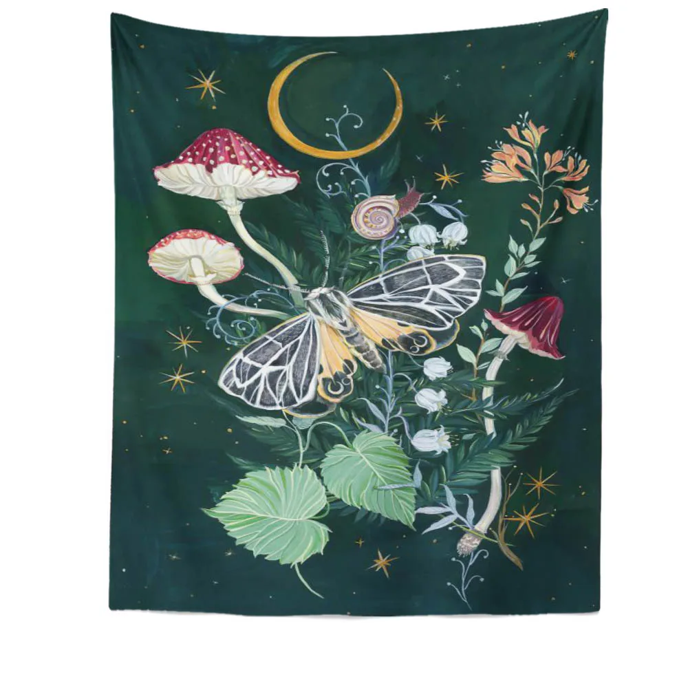 Гобелен SepYue настенный с цветами луной грибом гобелены для йоги пляжа Декор дома