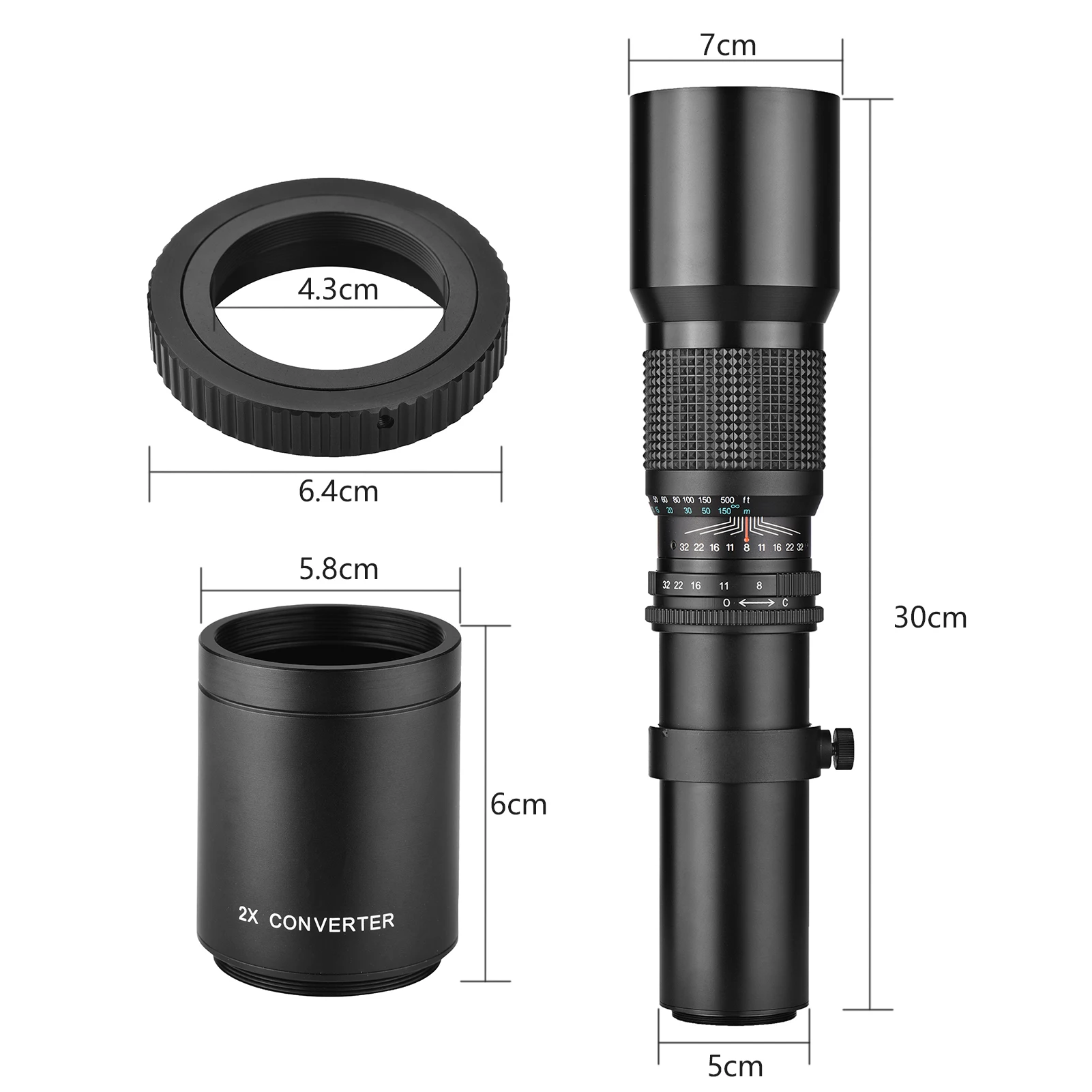 Andoer 500 мм/1000 мм f/8 ручной фокус камеры высокой мощности телеобъектив для Canon EOS 80D 90D