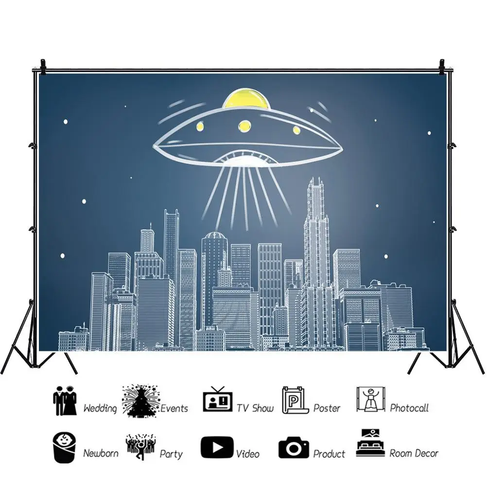 

Студийный фон для портретной фотосъемки с изображением летающей тарелки