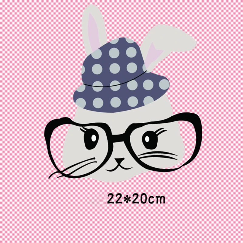 Модные Мультяшные очки с кроликом наклейки утюгом моющиеся Аппликации