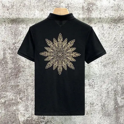 

Summer short sleeve polo shirt men Korean slim trend Joker creative embroidered lapel T-shirt business Paul shirt