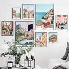 Картина с изображением городского пейзажа, Нью-Йорка, Парижа, Лондона, Таллинна, Картина на холсте, украшение для дома, картина на стену для гостиной