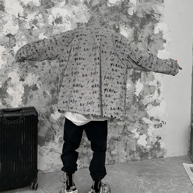 Мужская Светоотражающая куртка с капюшоном в стиле хип хоп|Мужские куртки| |